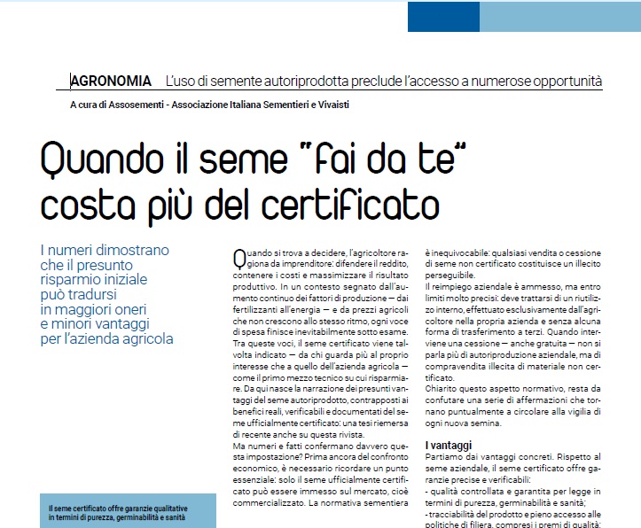 L'importanza del seme certificato